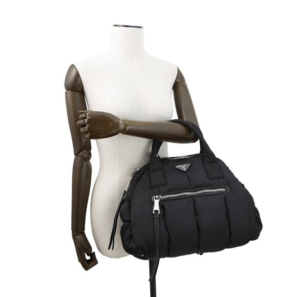 PRADA Tessuto Bomber 2-Way Handbag Nylon Black BL0881 - Picture 3 of 16